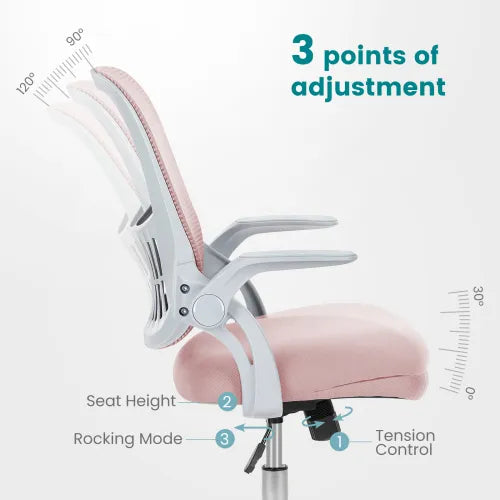 Ergonomic Mesh Office Chair with Lumbar Support - Pink