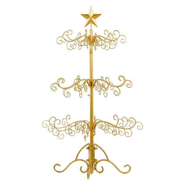 3ft Wrought Iron Christmas Tree Stand - Gold Ornament Display