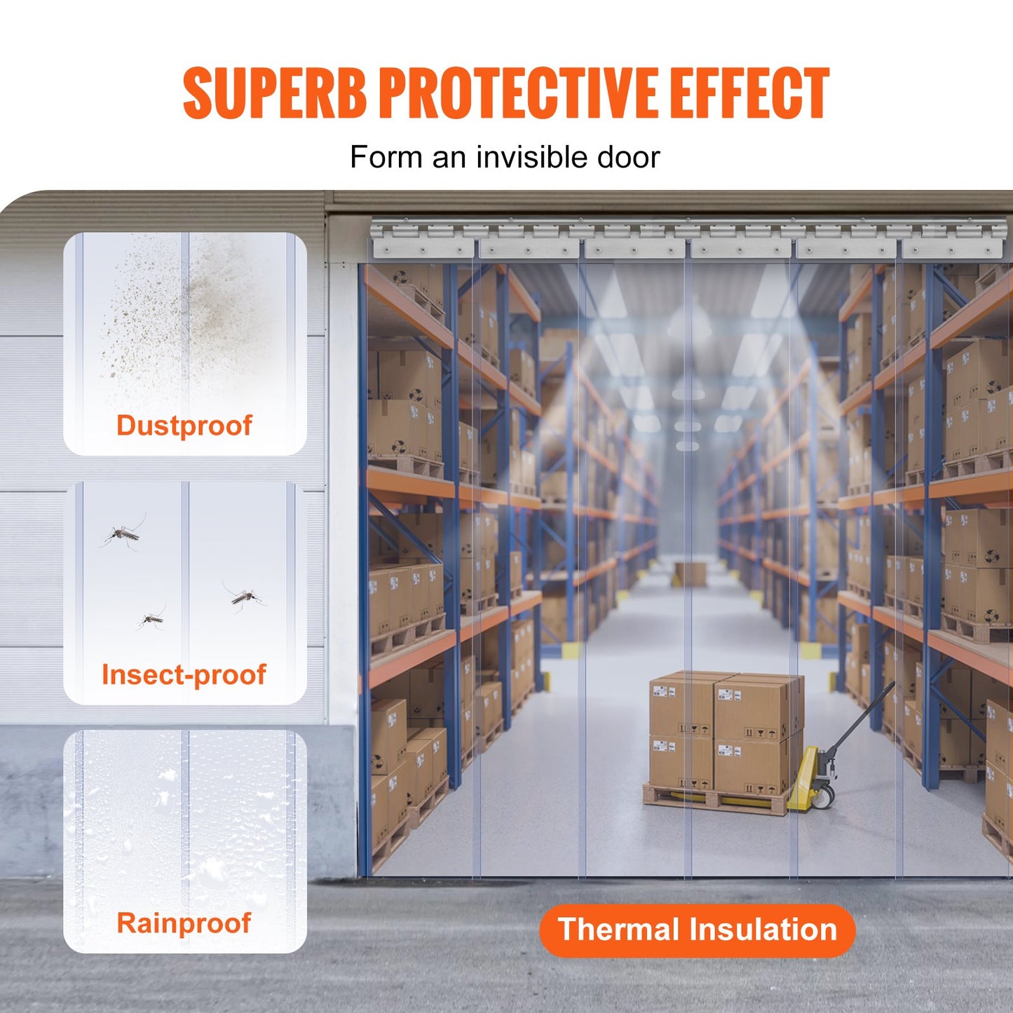 Clear PVC Strip Curtain for Freezers & Warehouses, 84' x 38', 6 Pack