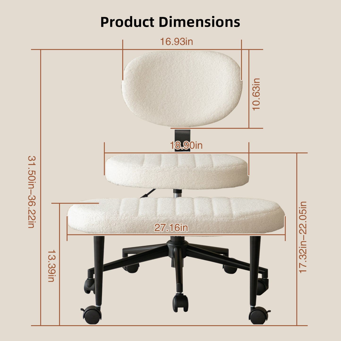Ergonomic Cross Legged Office Chair - Swivel Meditation Design, White