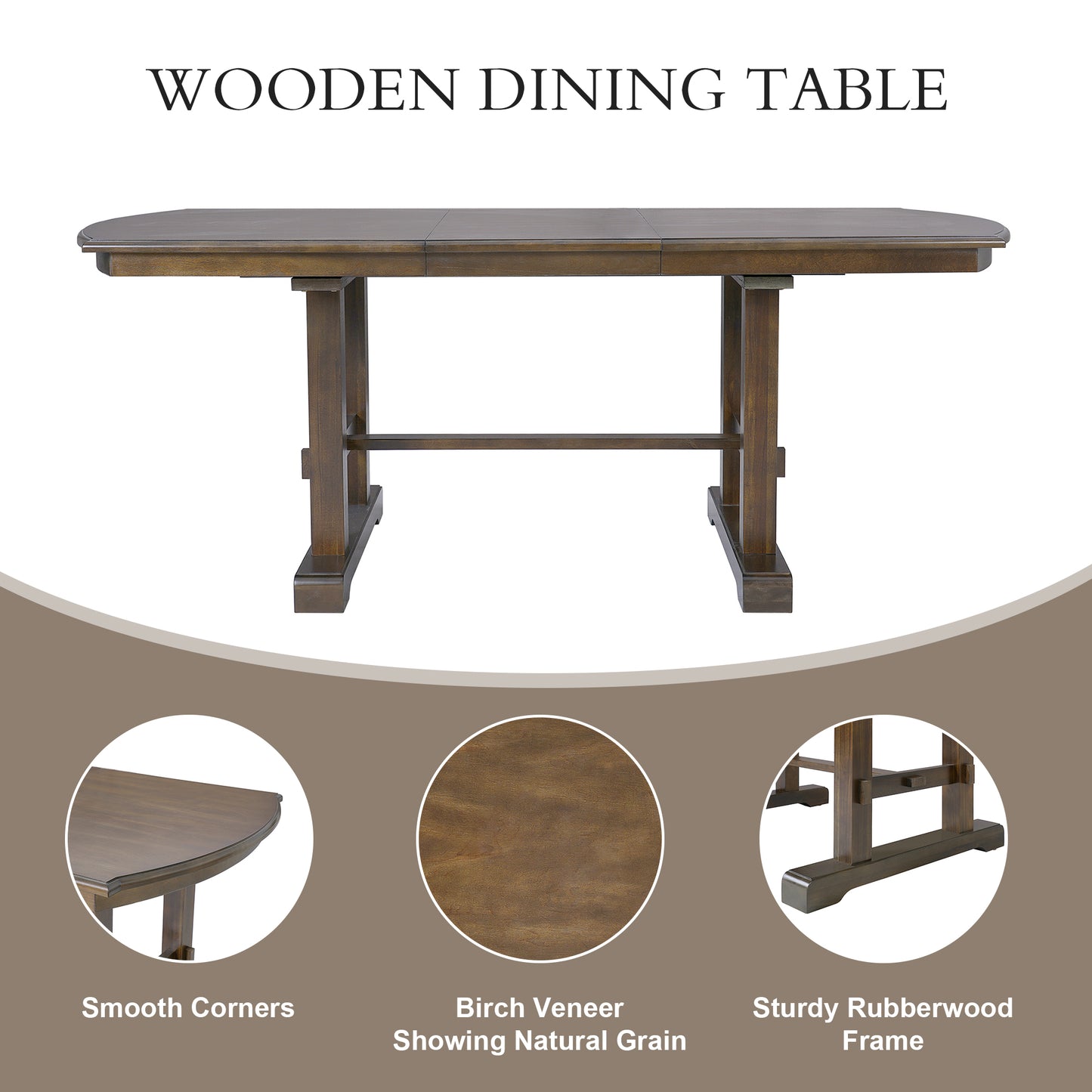 59 -77 Extendable Dining Table, Farmhouse Wooden Kitchen Table With