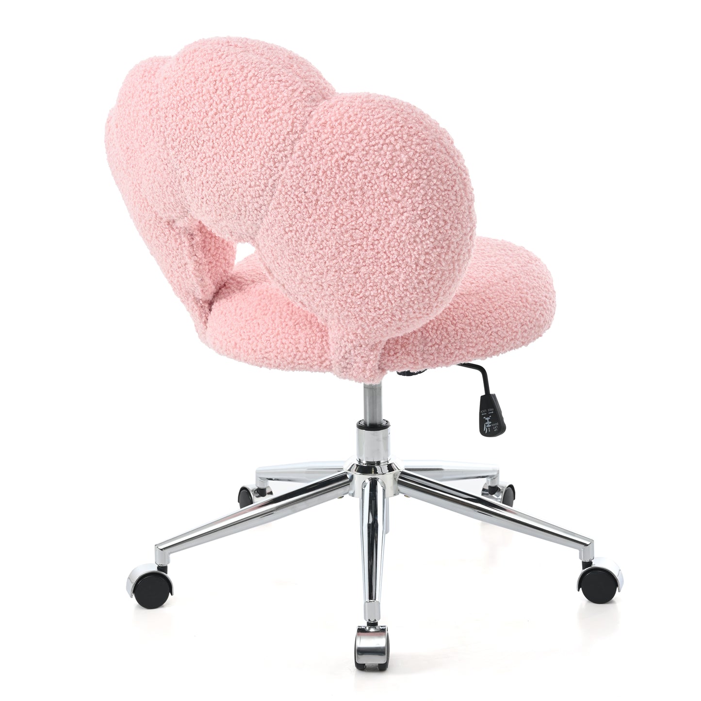 360° Swivel Height Adjustable Pink Teddy Fabric Office Chair