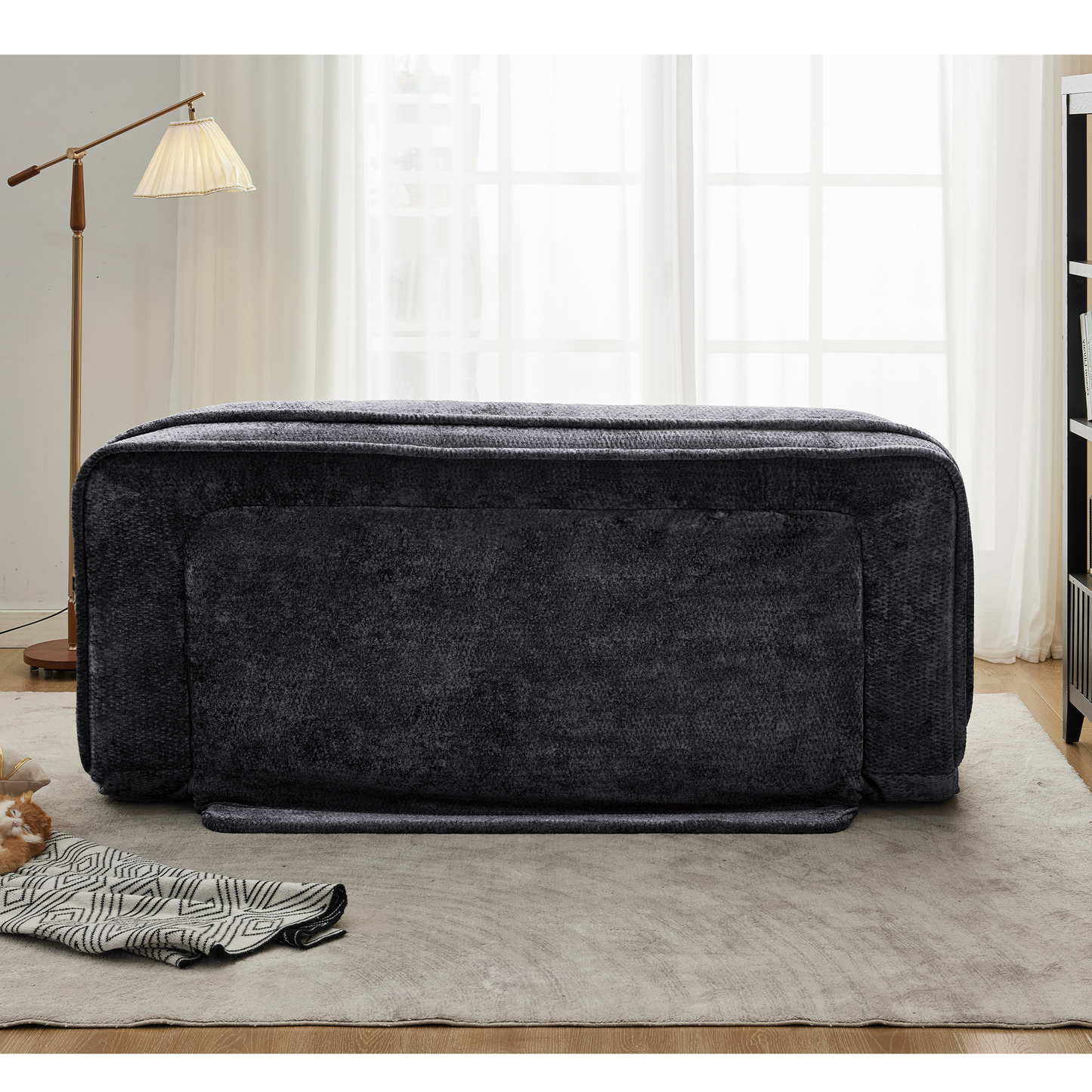 Extra Large Chenille Lazy Sofa Loveseat - Black Dog Bed