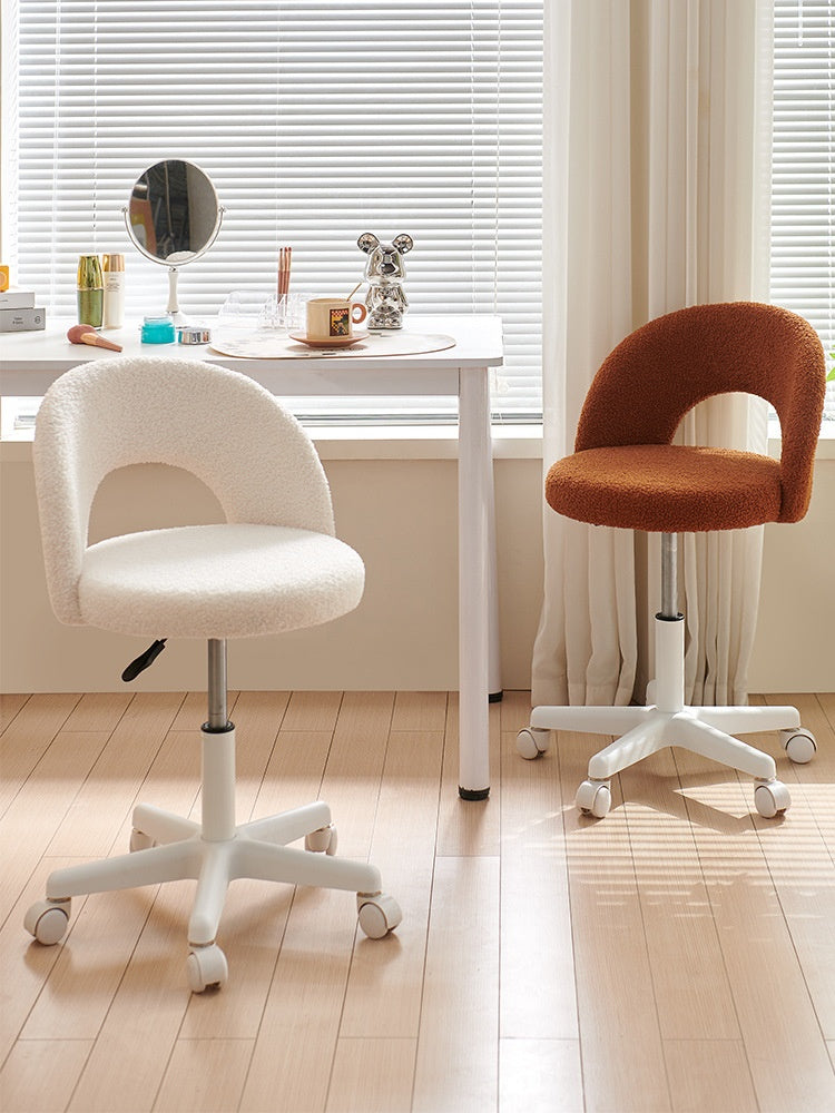Fleece-Lined Computer Chair for Girls' Bedrooms - Multiple Colors