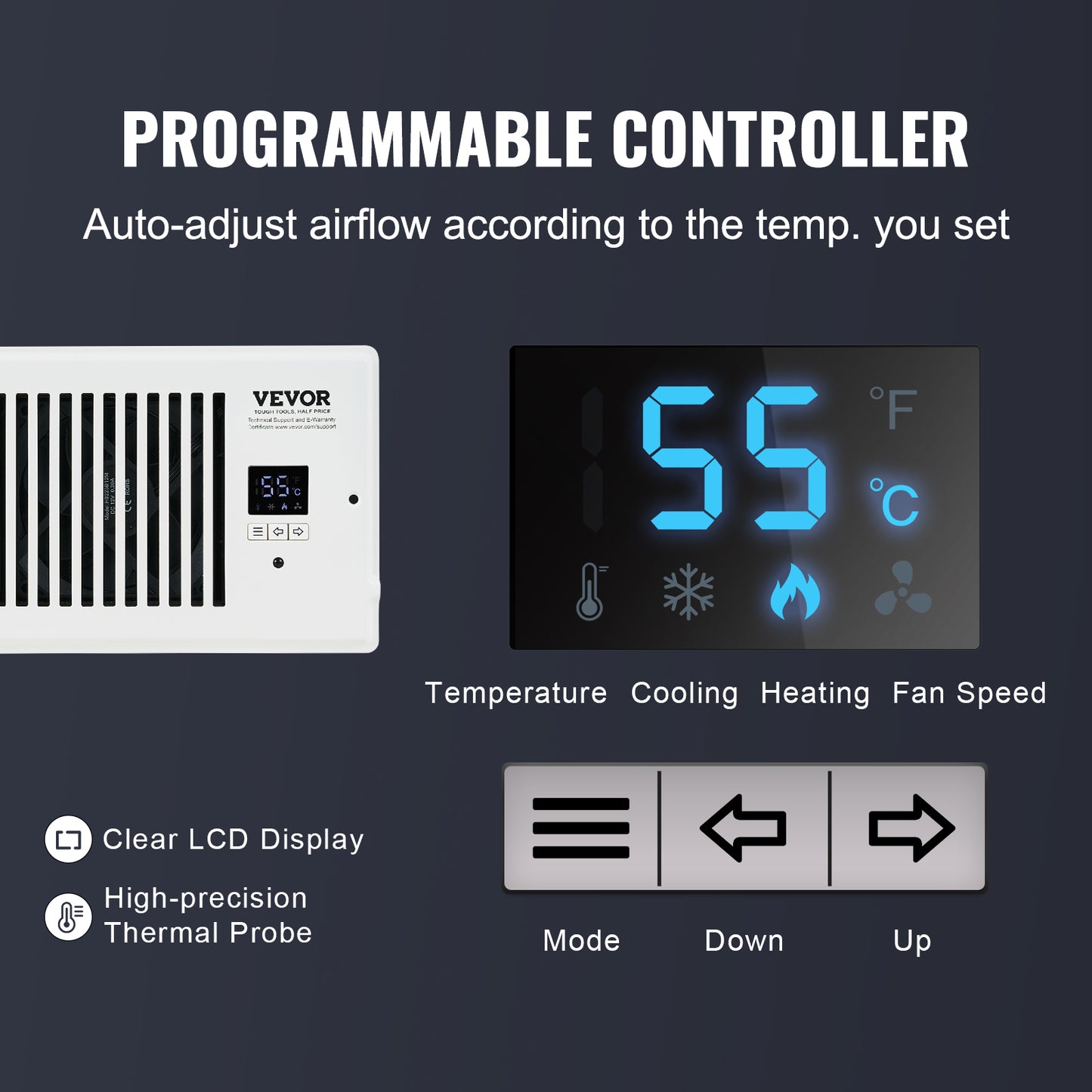 Quiet Vent Booster Fan with Remote Control & Thermostat - White