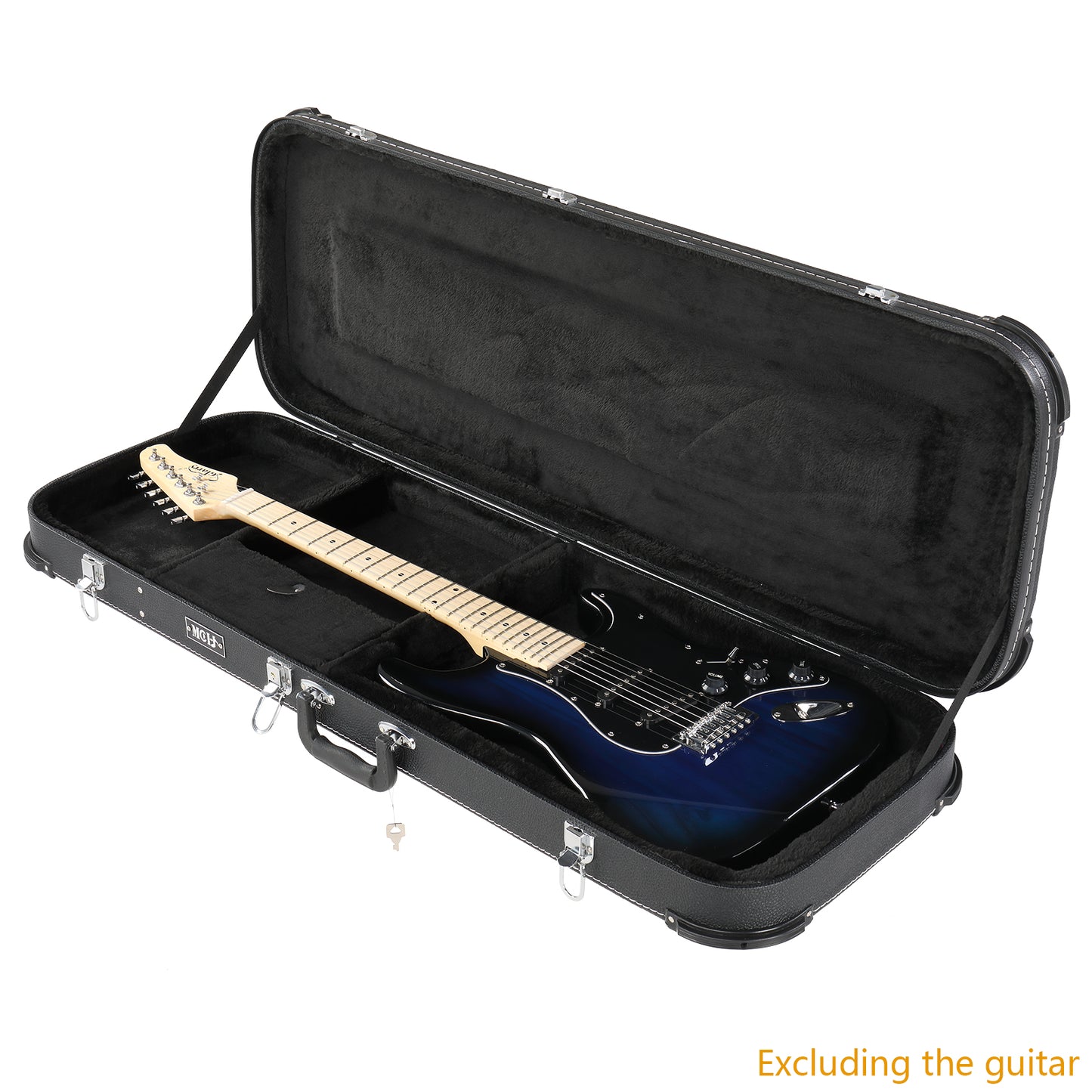 Electric Guitar Hard Case - Black Leather Square Design