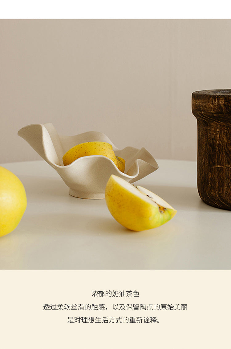 Cream Ceramic Fruit Plate Decorative Dinnerware - High Temperature Resistant