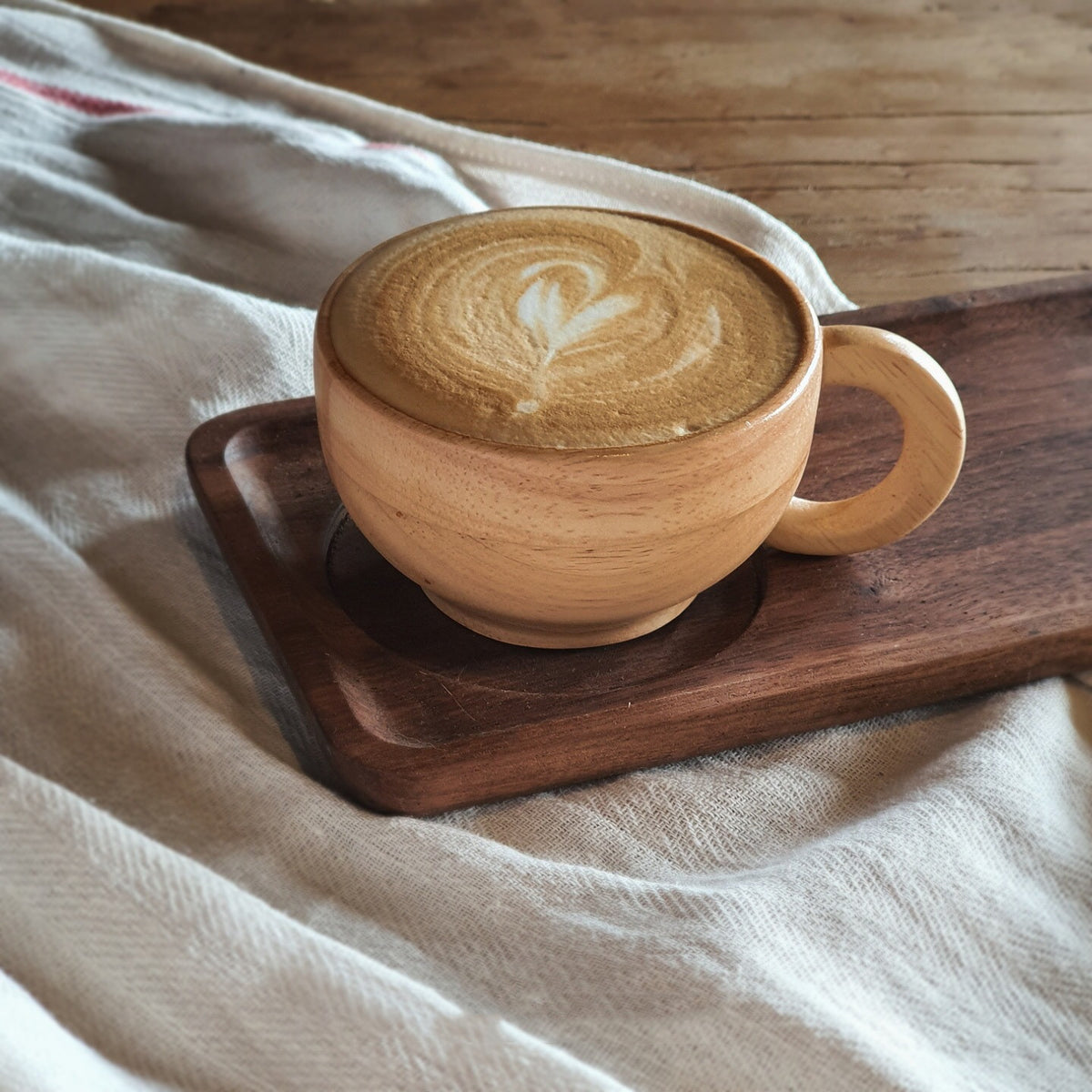 Wooden Coffee Cup with Handle 165ml Vintage White Kitchen Drinkware