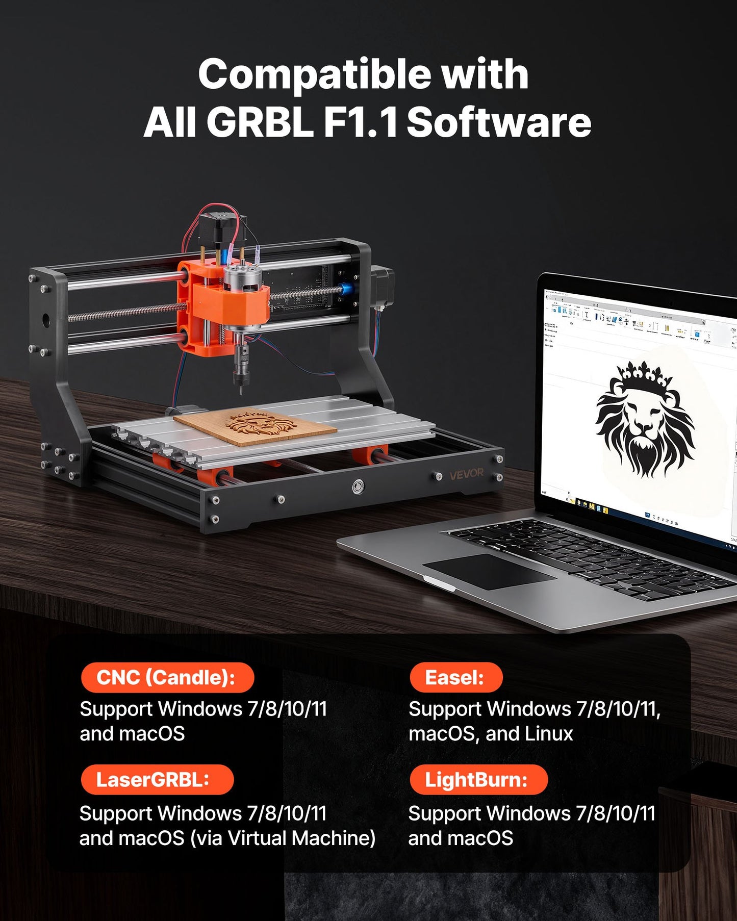 60W CNC Router Machine for Wood & Acrylic Engraving - 300x180mm Work Area