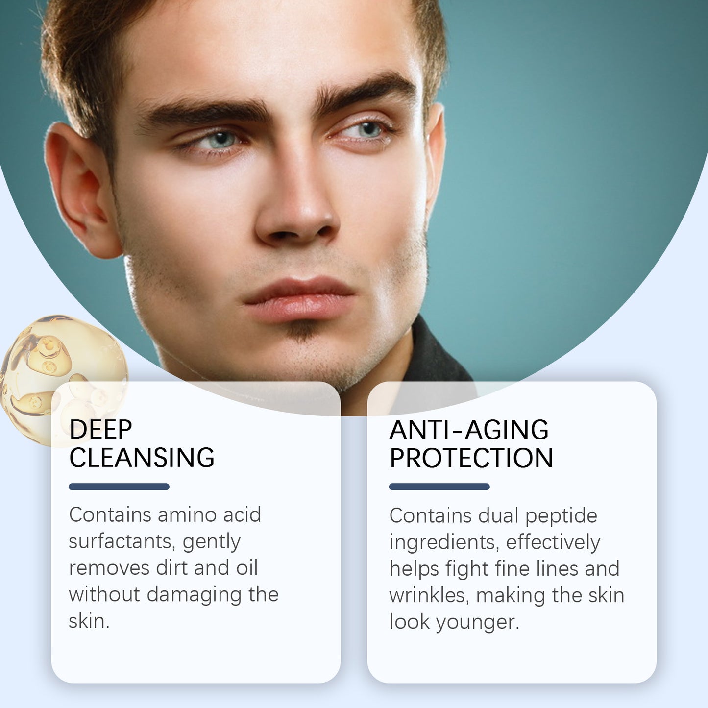 Men's Amino Acid Facial Cleanser - Moisturizing Anti-Aging Face Wash