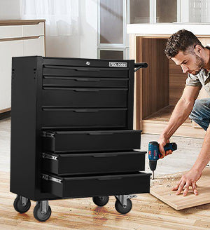 24.2-Inch Metal Rolling Tool Cabinet with Drawers and Locking System