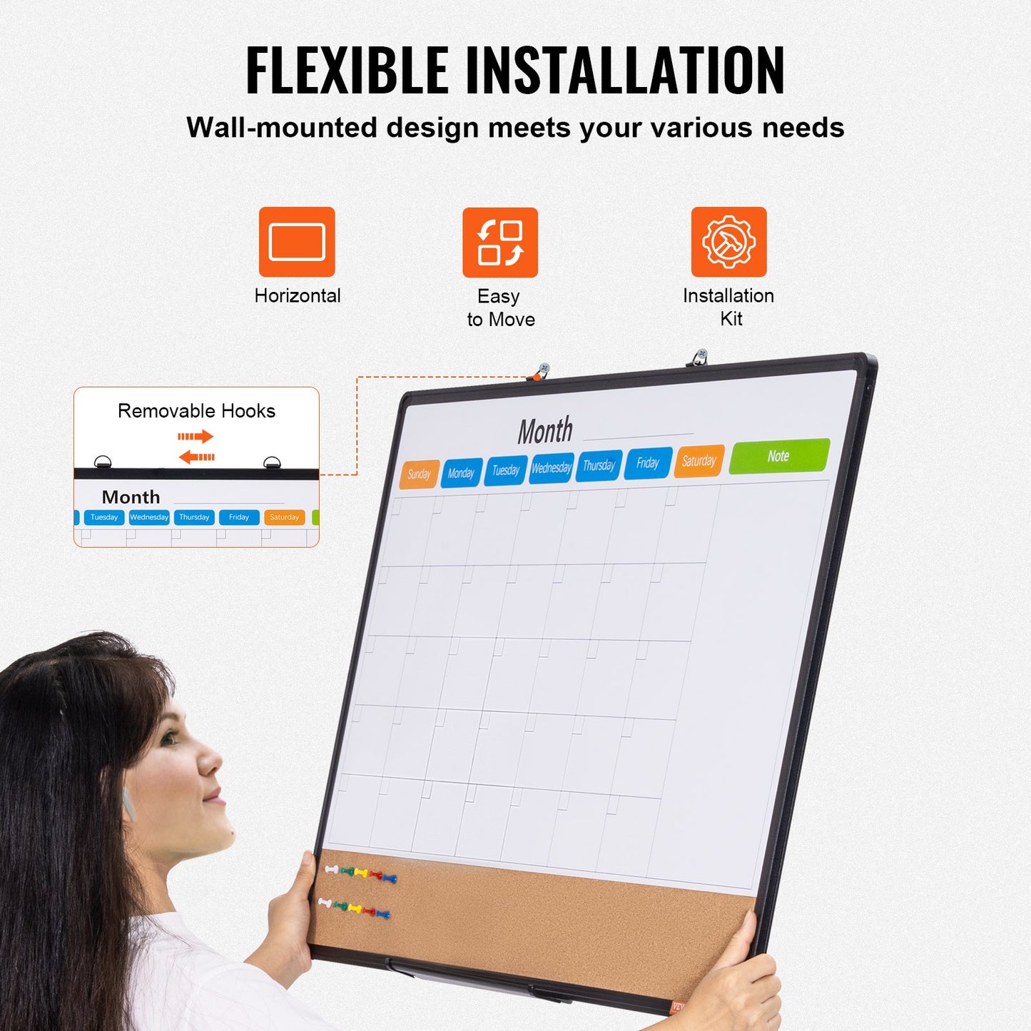 36 x 24 Monthly Calendar Whiteboard & Cork Board Combo