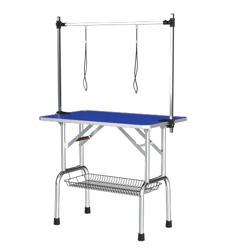 Heavy Duty Pet Grooming Table 42 Inches with Adjustable Arms for Dogs & Cats - Blue
