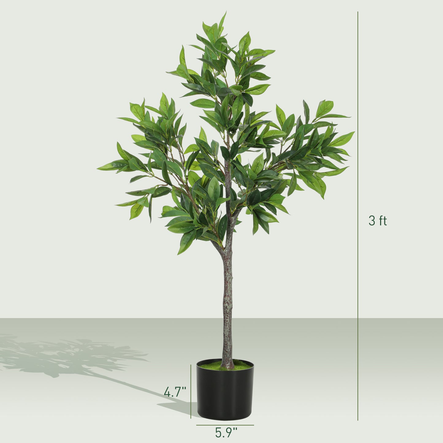 Lifelike Laurel Artificial Tree with 345 Leaves - Green