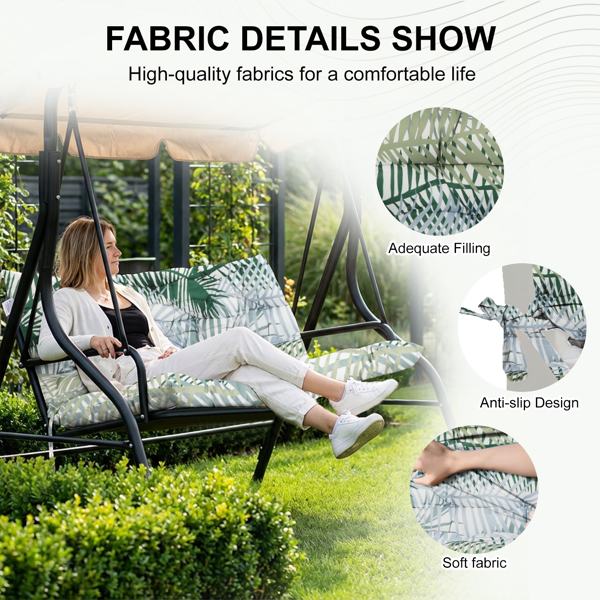 Outdoor Swing Cushions 70 Inch Waterproof 4-Inch Thick Seat Pad with Ties for Porch Garden