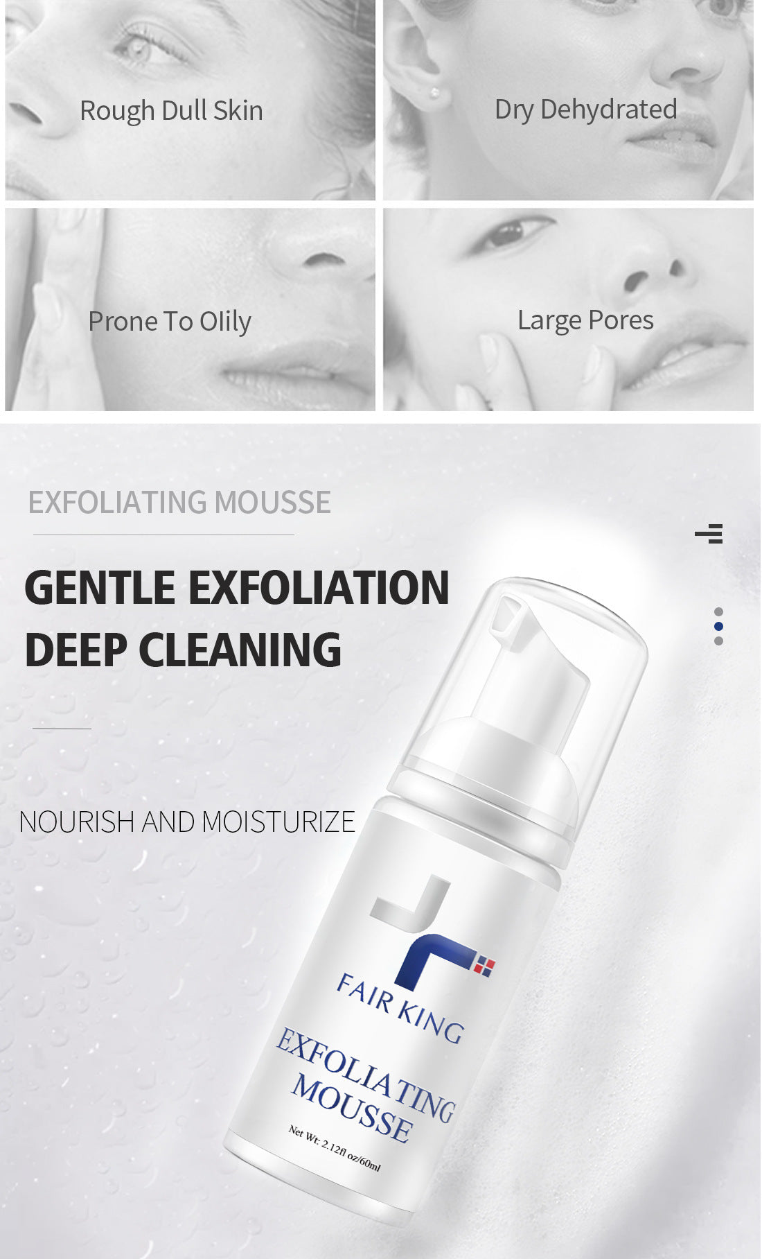 Exfoliating Mousse Facial Cleanser 60ml - Skin Care for Smooth Skin