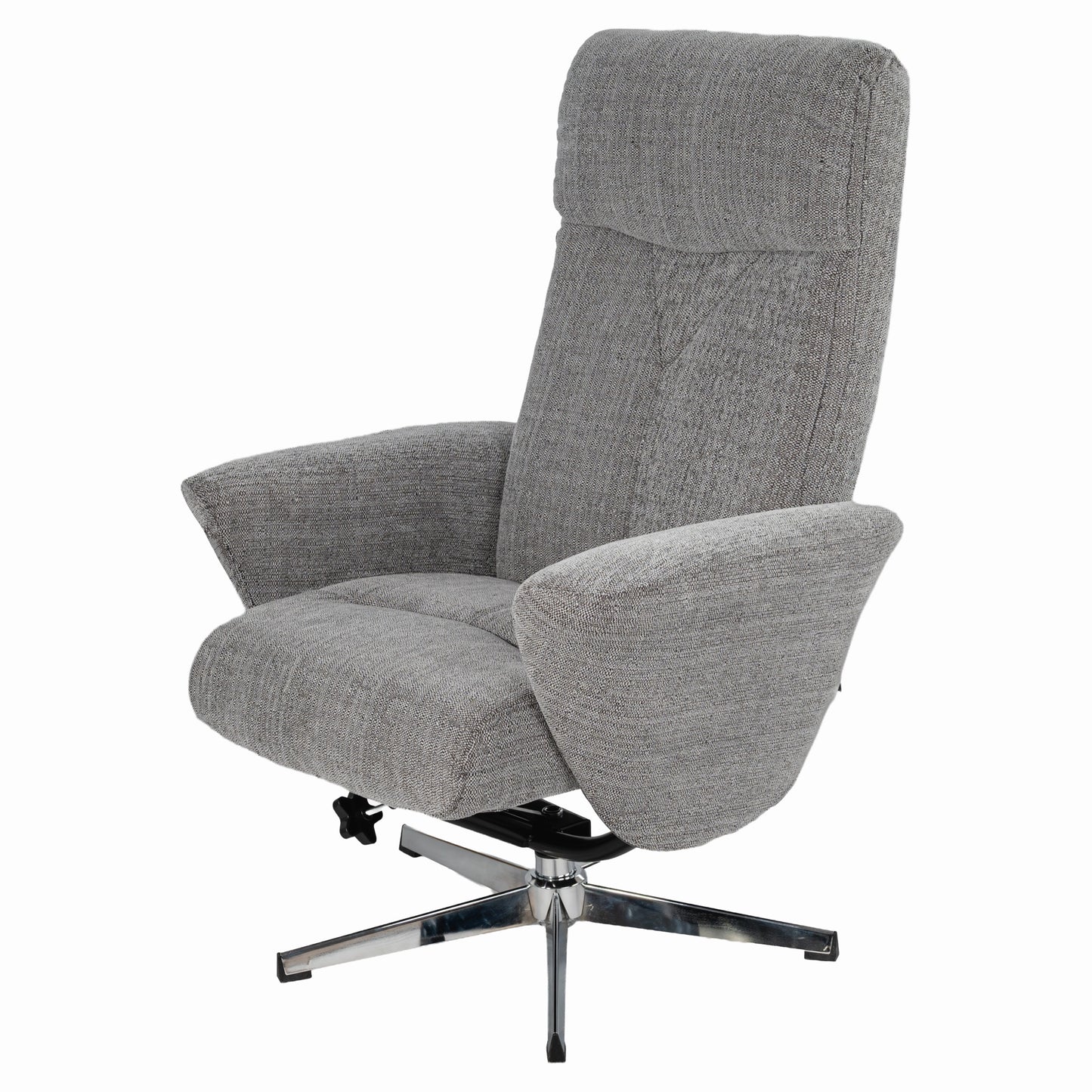 Light Grey Chenille Swivel Recliner Chair with Ottoman - Ergonomic