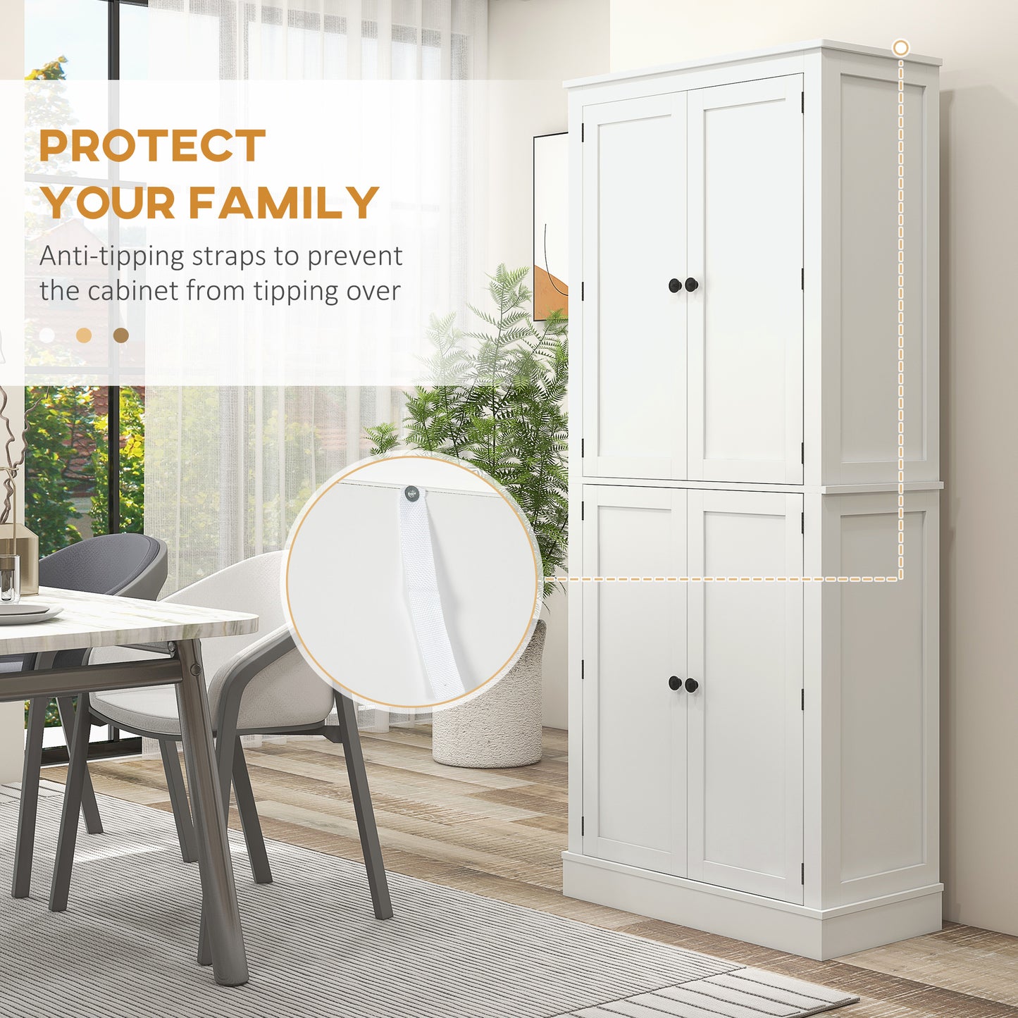 72-Inch Modern Kitchen Pantry Storage Cabinet with 5-Tier Shelving