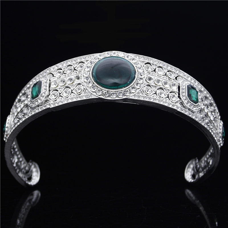 Baroque Crown Tiara - Green