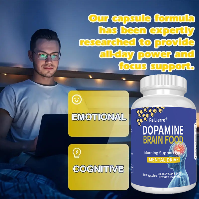 Dopamine Brain Support Supplement - 60 Capsules - Mental Focus & Clarity