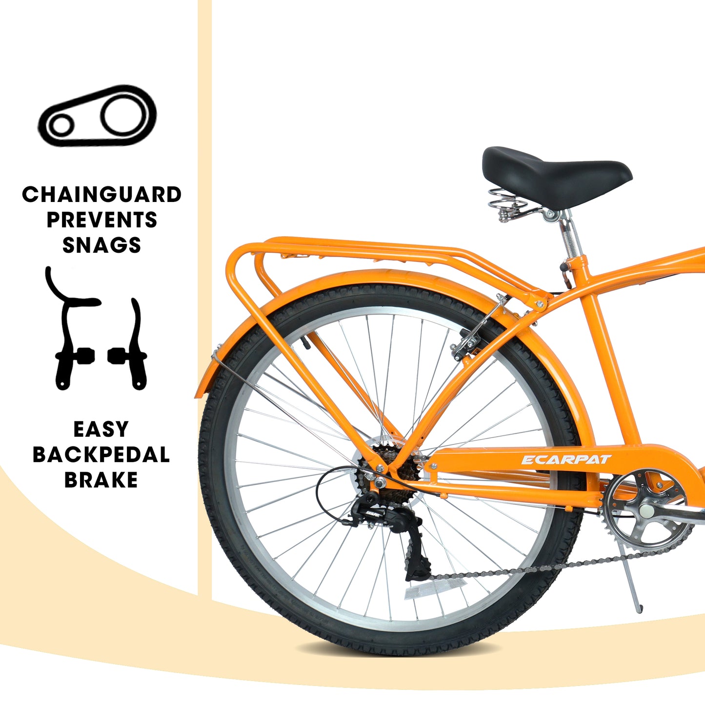 26-Inch 7-Speed Beach Cruiser Bike for Men & Women - Multiple Colors