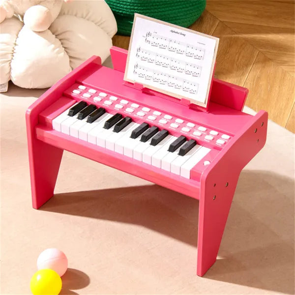 Mini Digital Piano for Kids - 25 Keys, Lighted Teaching Mode, Pink
