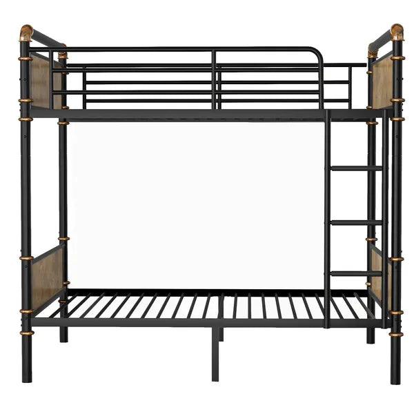 Twin XL Metal Bunk Bed with Detachable Design & Safety Rails - Black