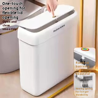 Large Capacity Bathroom Trash Can with Lid - Durable Plastic Waste Bin