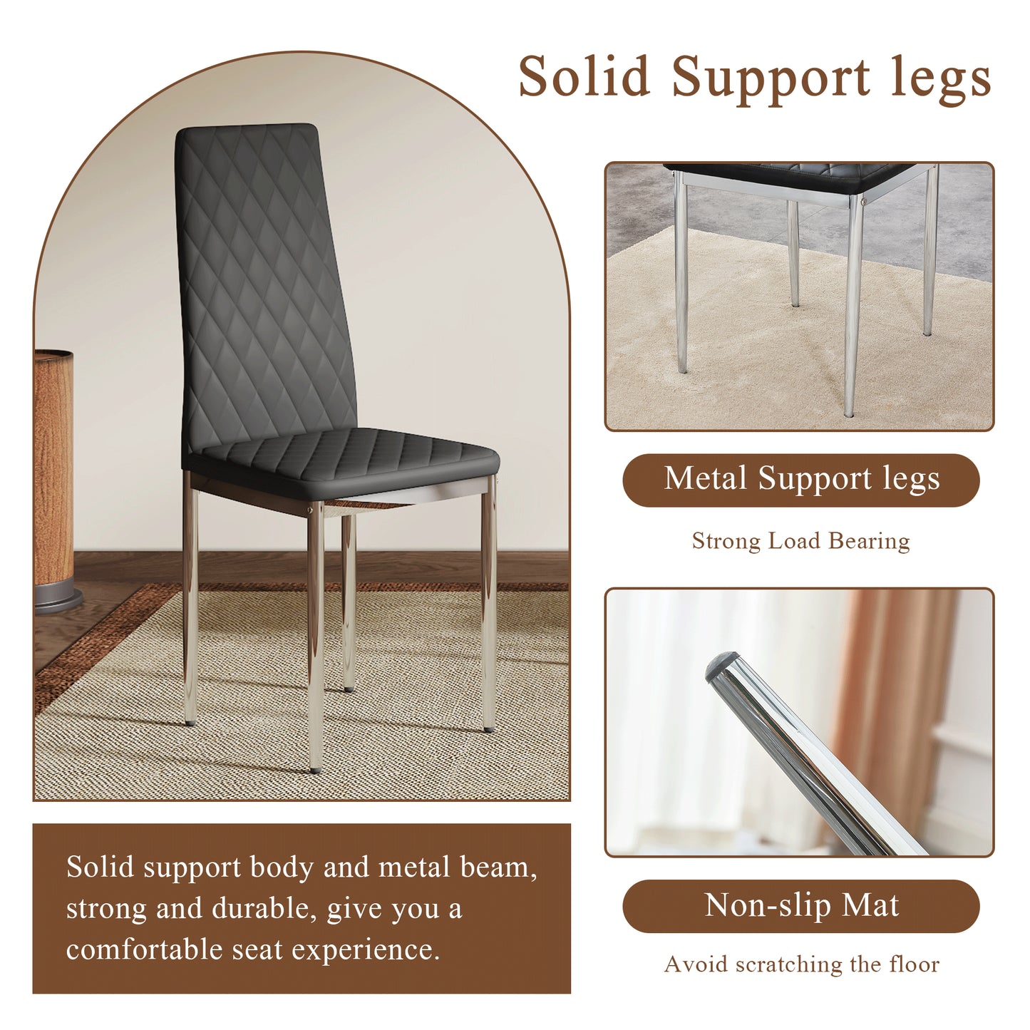 Modern Style Dining Chairs Set Of 6 In Black, Essential For