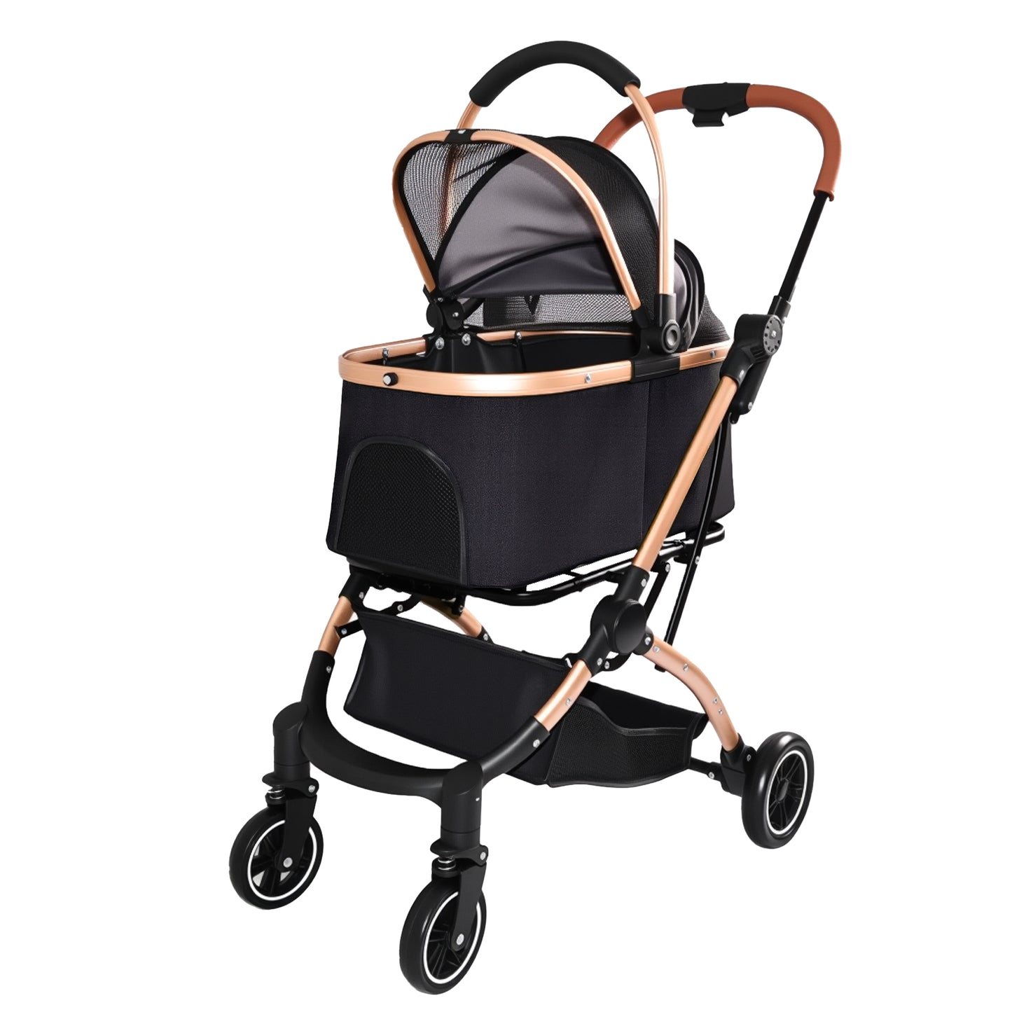 Pet Stroller for Dogs and Cats - Foldable 2-in-1 Detachable Design with Sun Canopy