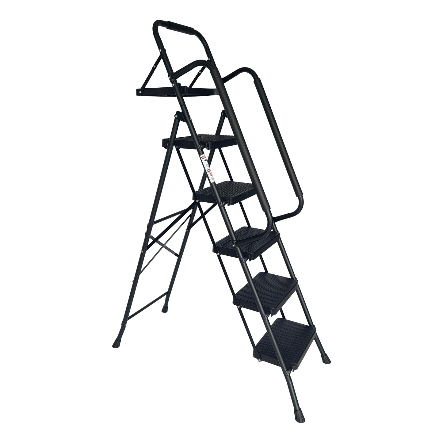 Folding Step Ladder with Wide Anti-Slip Pedal - Black