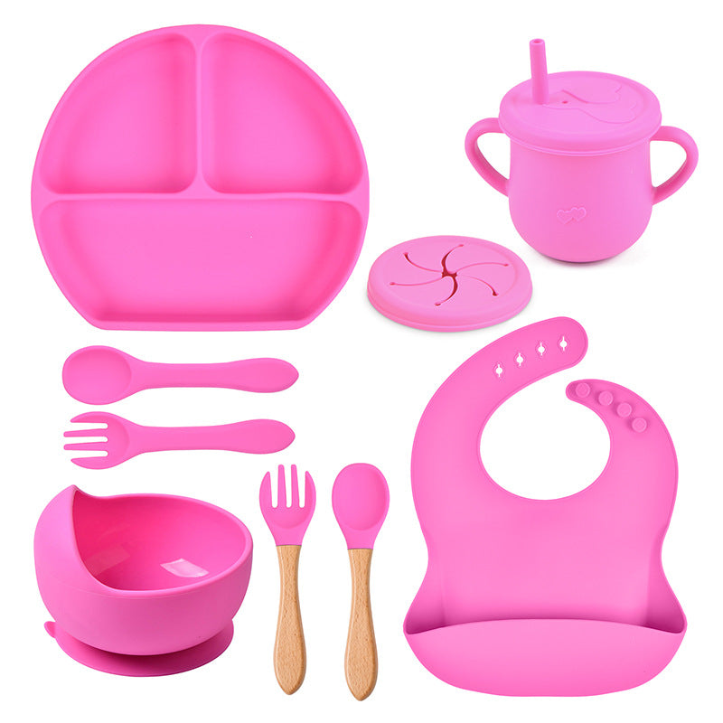 Silicone Solid Color Baby Tableware Set - Child Safe Dinnerware Kit