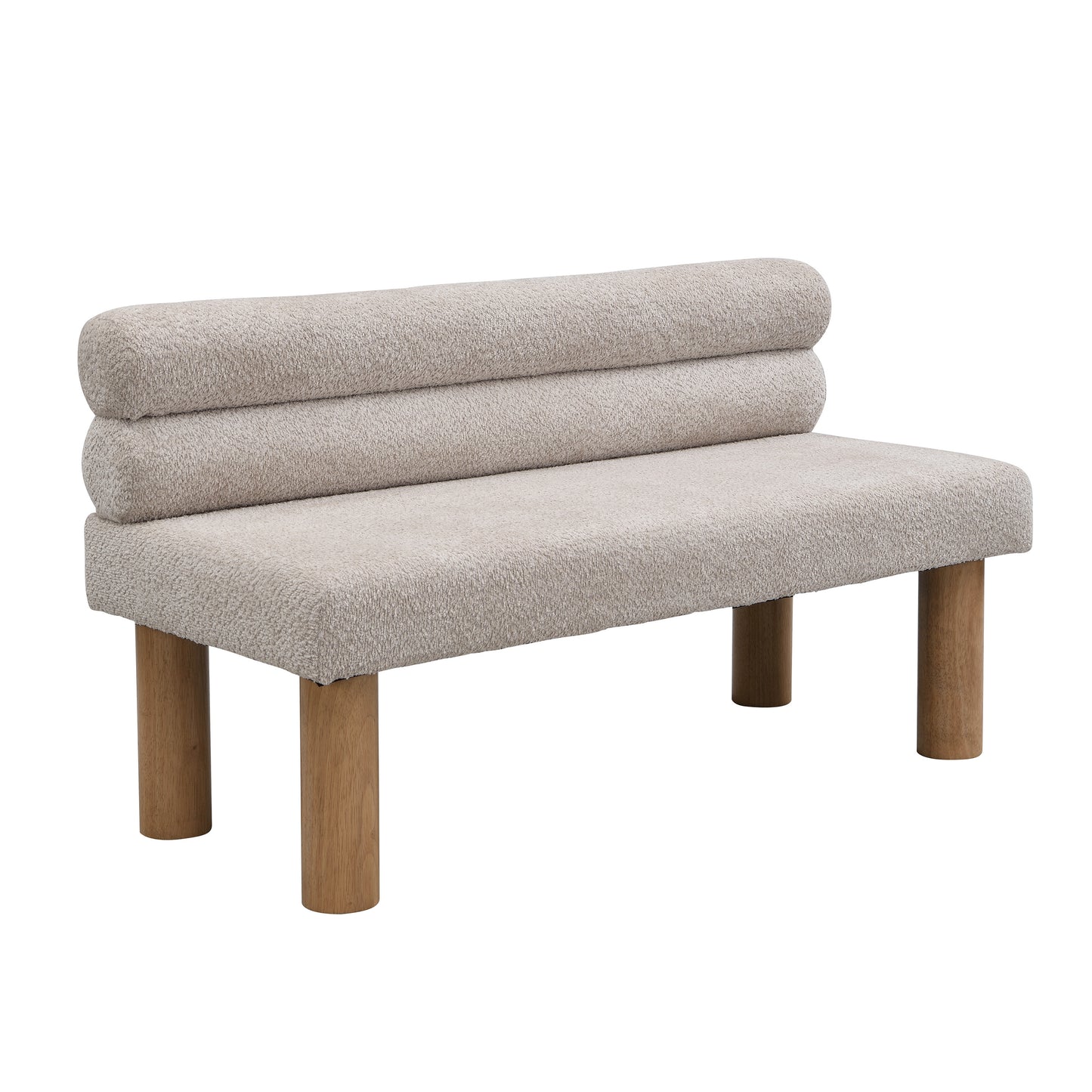 Upholstered Dining Bench with Rubber Wood Legs - Light Grey