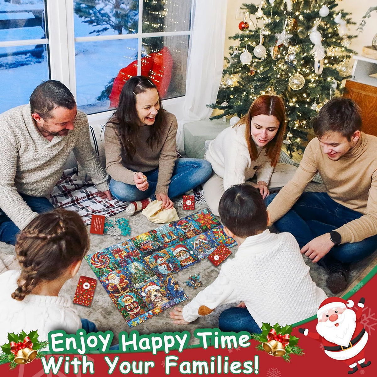 Christmas Puzzle Countdown Calendar - Festive Paper Jigsaw for Holiday Decor