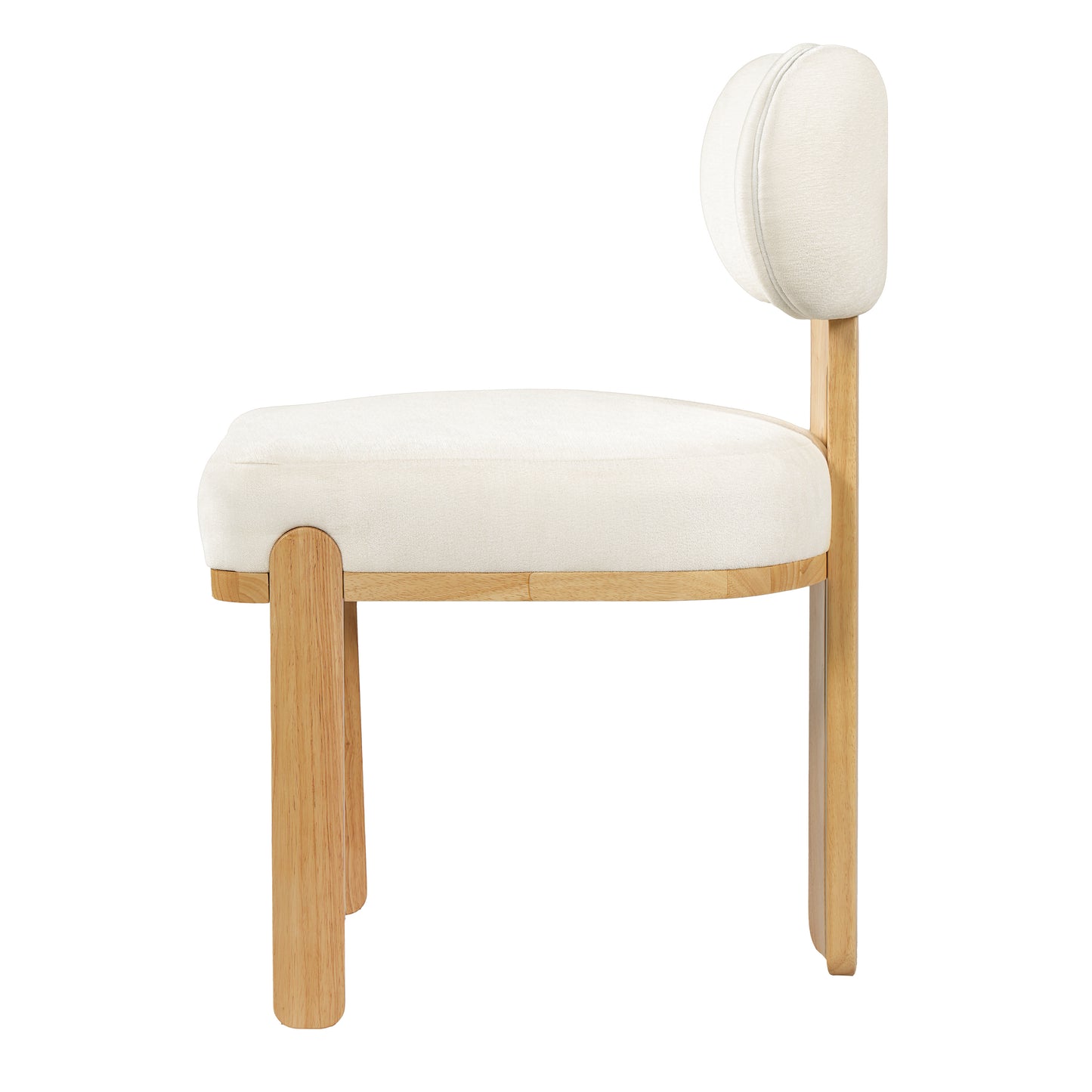 Modern Round Upholstered Dining Chair Set - Beige & Natural