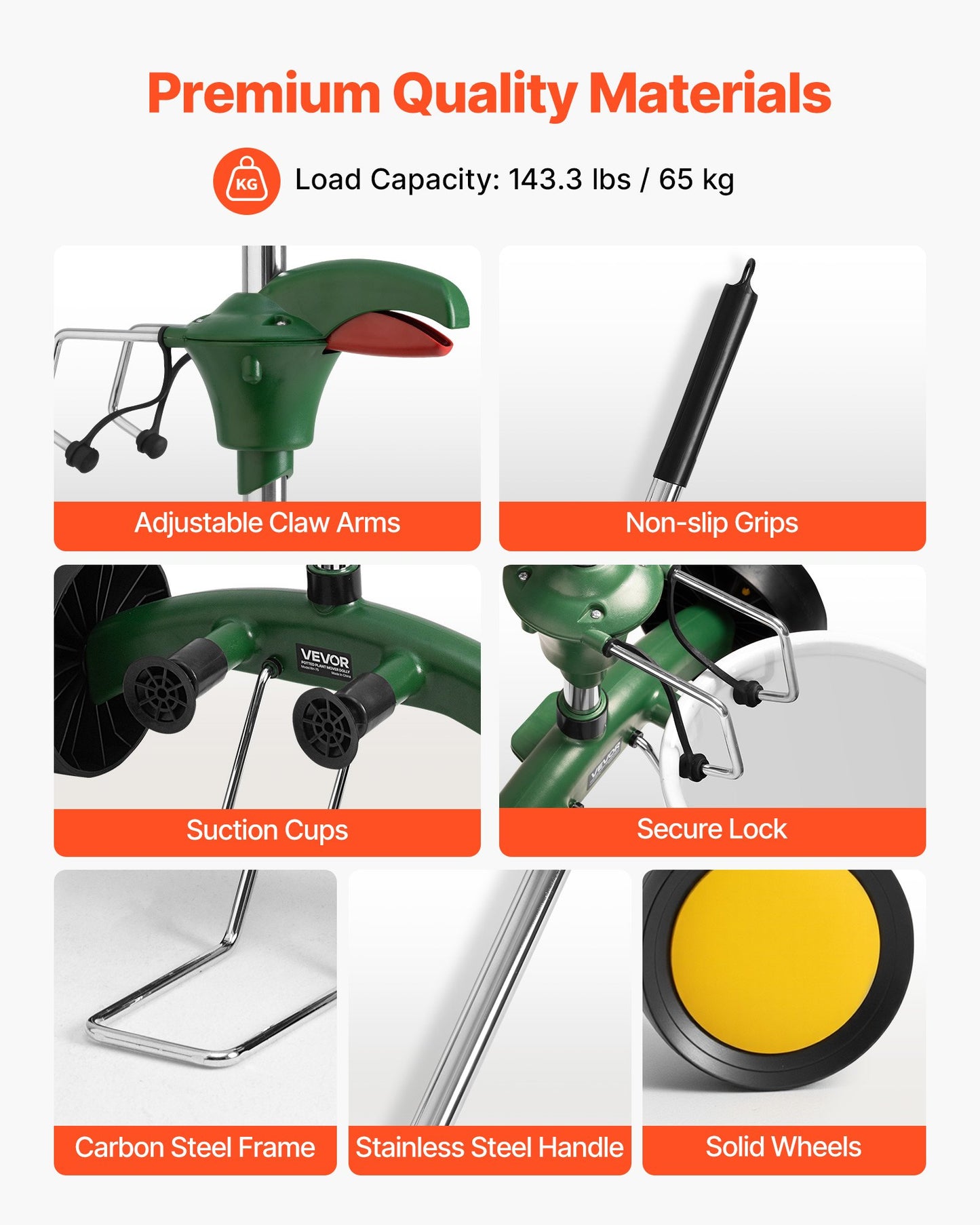 Heavy Duty Garden Pot Mover Dolly with Adjustable Handle and Swivel Wheels