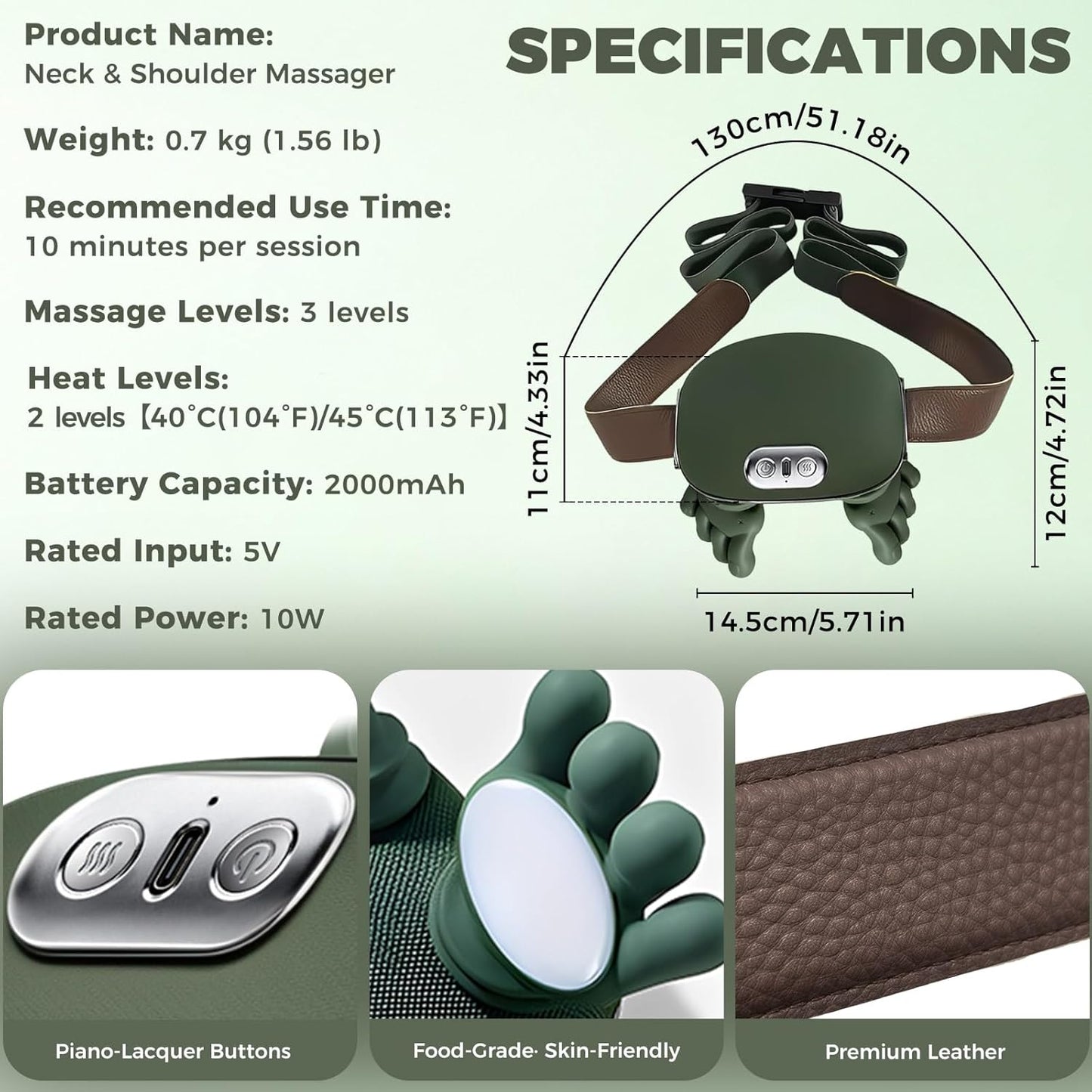 4D Kneading Neck Massager with Heat - Rechargeable & Wireless