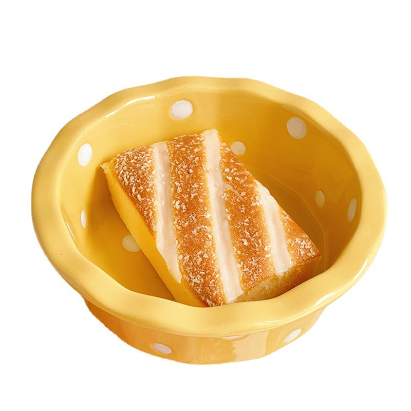 Polka Dot Porcelain Bowl Set - Cute Kitchen Dinnerware, 5-Inch