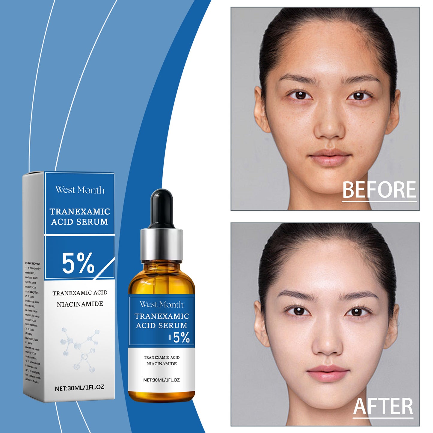 Brightening Facial Serum with Niacinamide & Hyaluronic Acid - 30ml