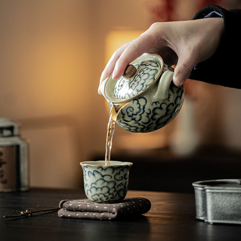 Antique Ceramic Xiangyun Teapot Not Hot - Retro Style Kitchen Drinkware