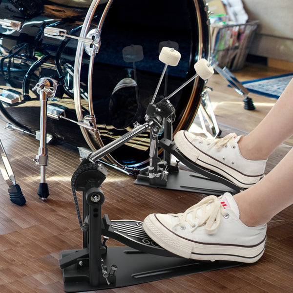 Professional Double Bass Drum Pedal for Drummers - Black