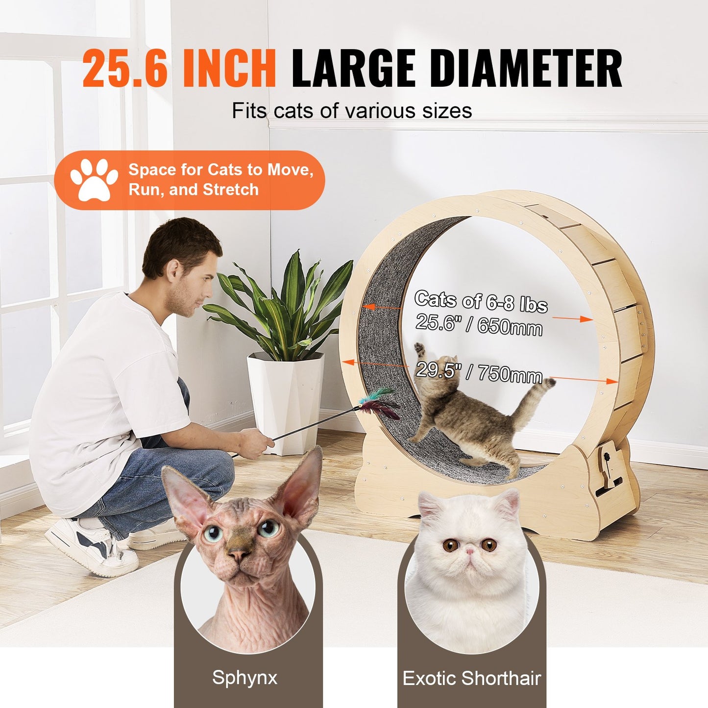 Large Indoor Cat Exercise Wheel 29.5 Inch Silent Treadmill for Pets