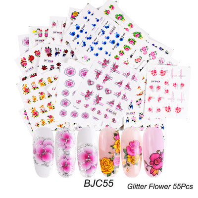 Colorful Butterfly Fruit Lace Nail Watermark Stickers - Assorted Designs