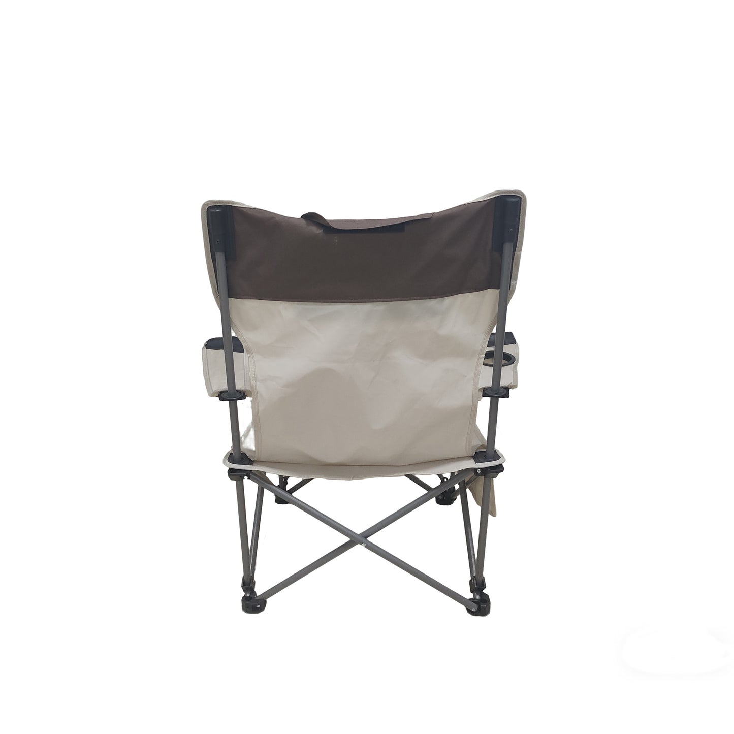 Portable Folding Camping Chair with Cup Holder & Side Pockets - Beige