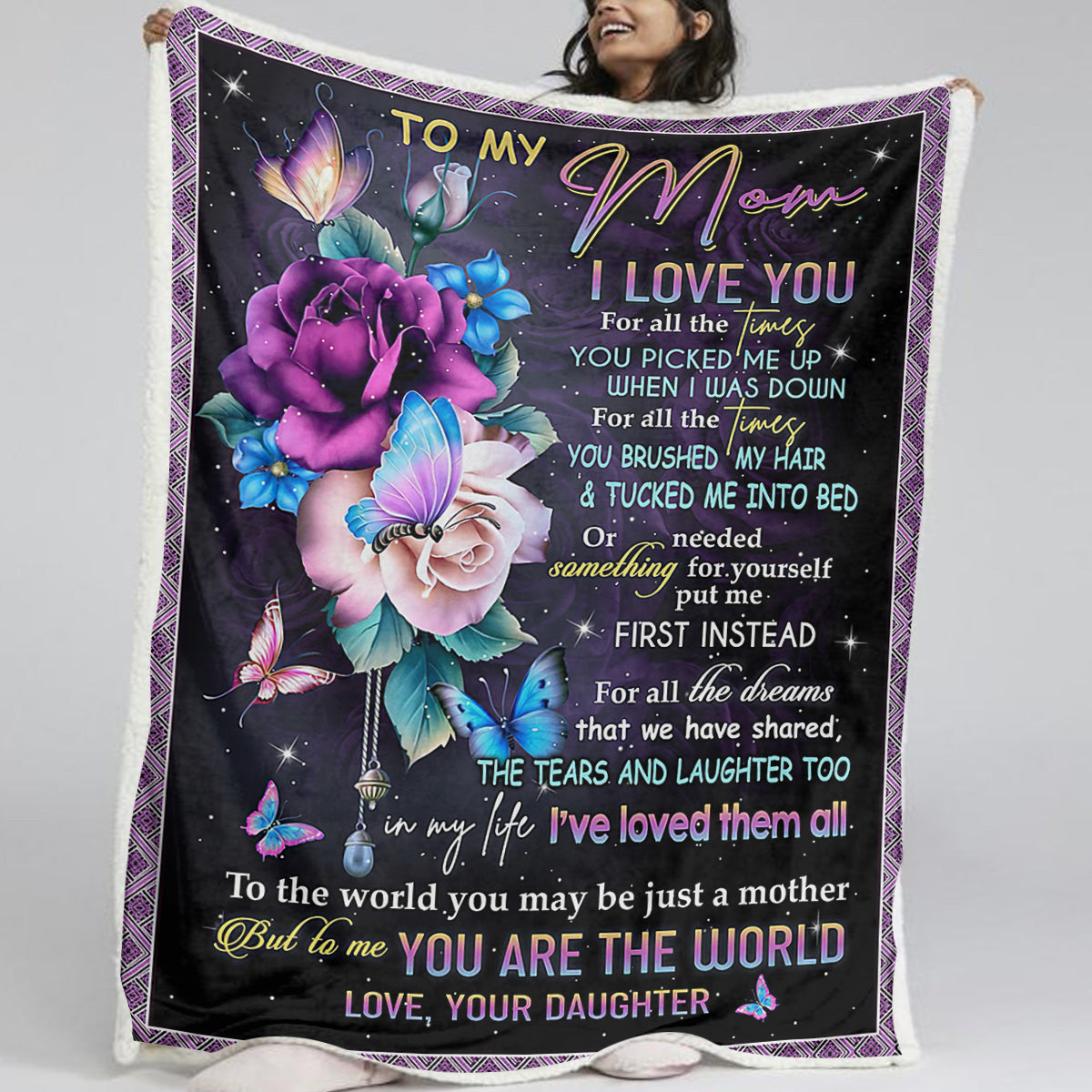 Warm Soft Butterfly Love Flower Lamb Wool Blanket for Sofa Bed Camping