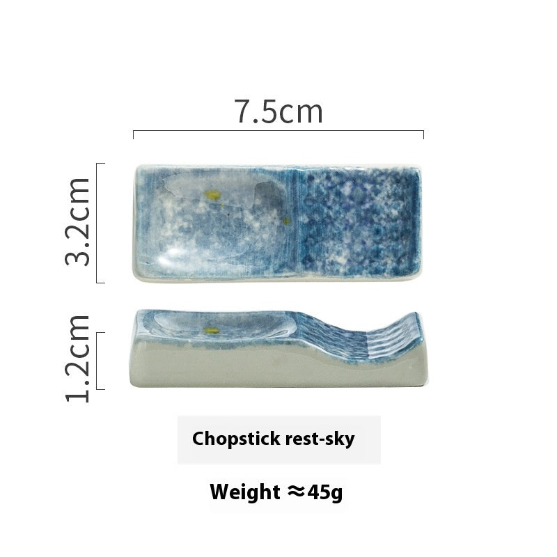 Ceramic Dual-Use Chopstick Rest with Spoon Holder - Porcelain Kitchen Accessory