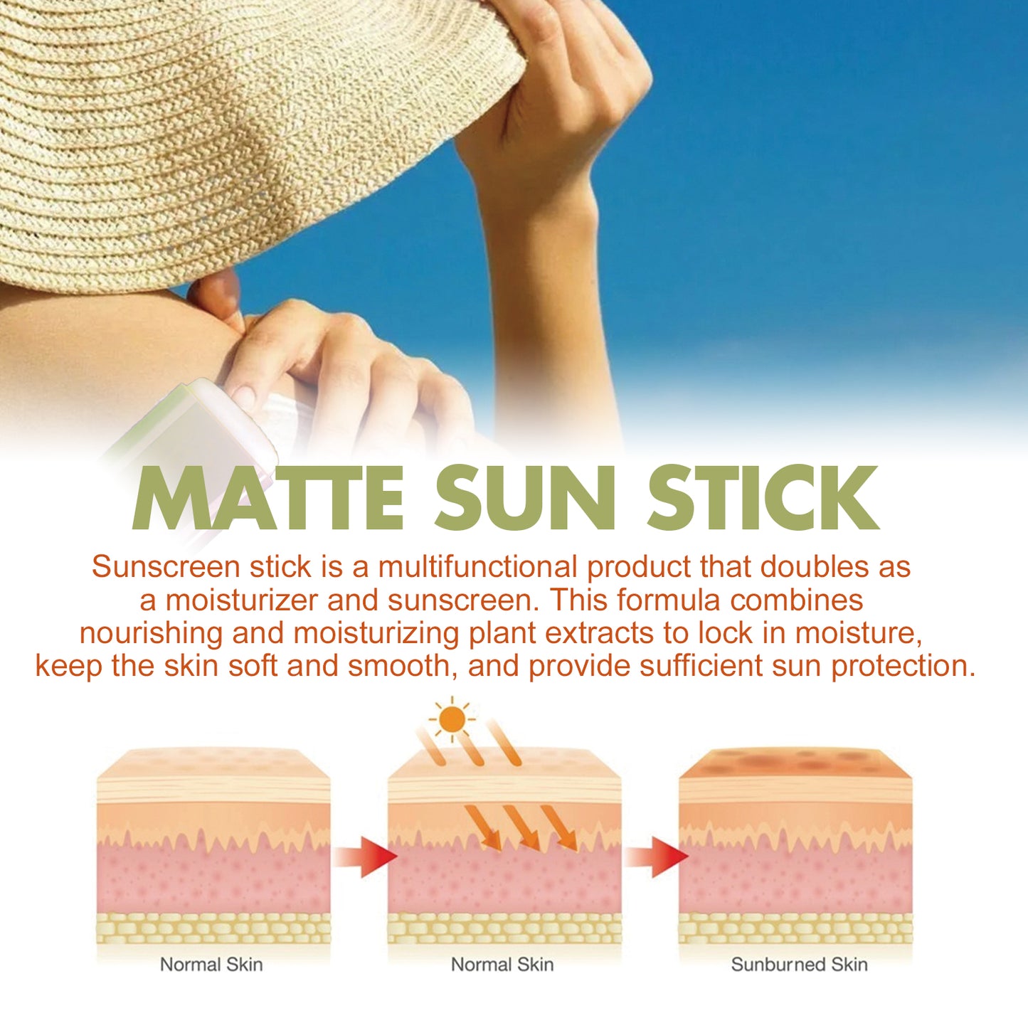 Matte UV Protective Skincare Stick - Moisturizing & Refreshing Cream