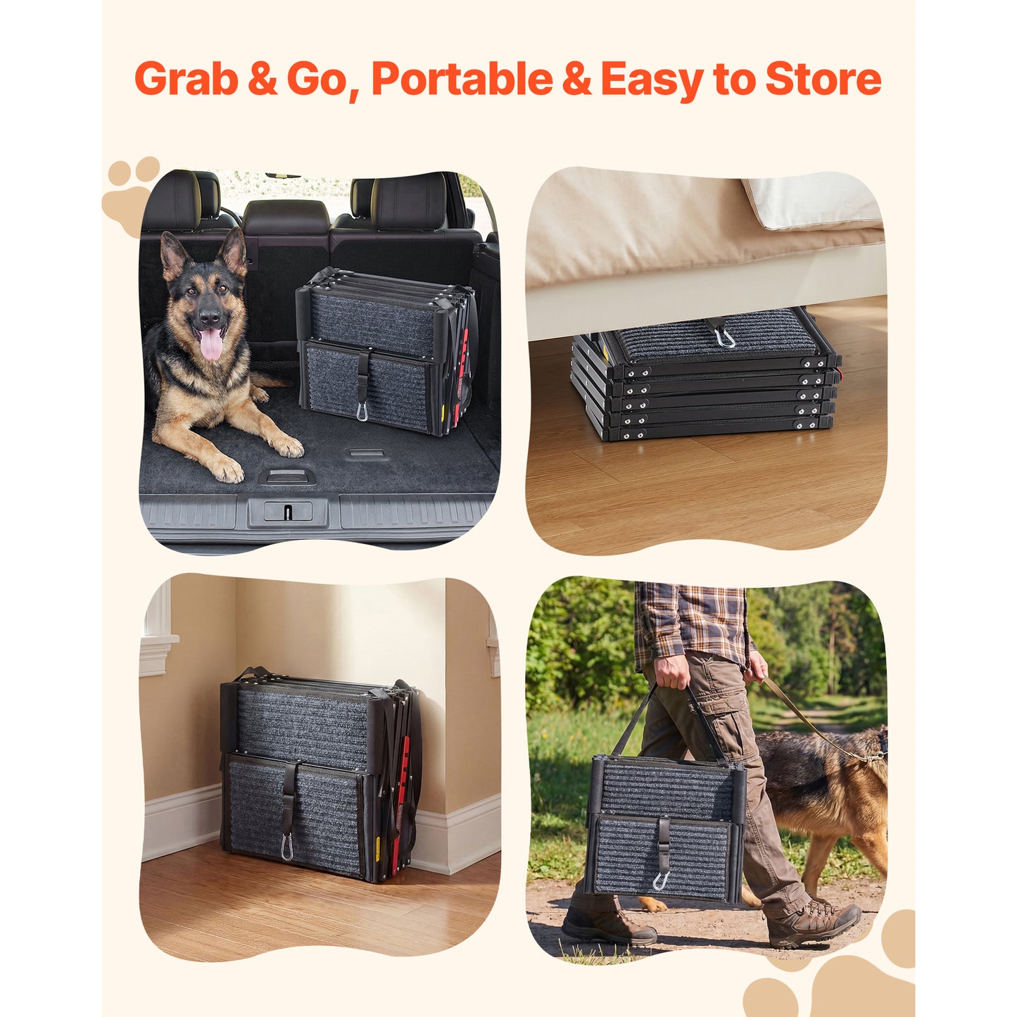 Foldable Dog Car Steps - Extra Wide Ramp for Large Dogs with Non-Slip Surface