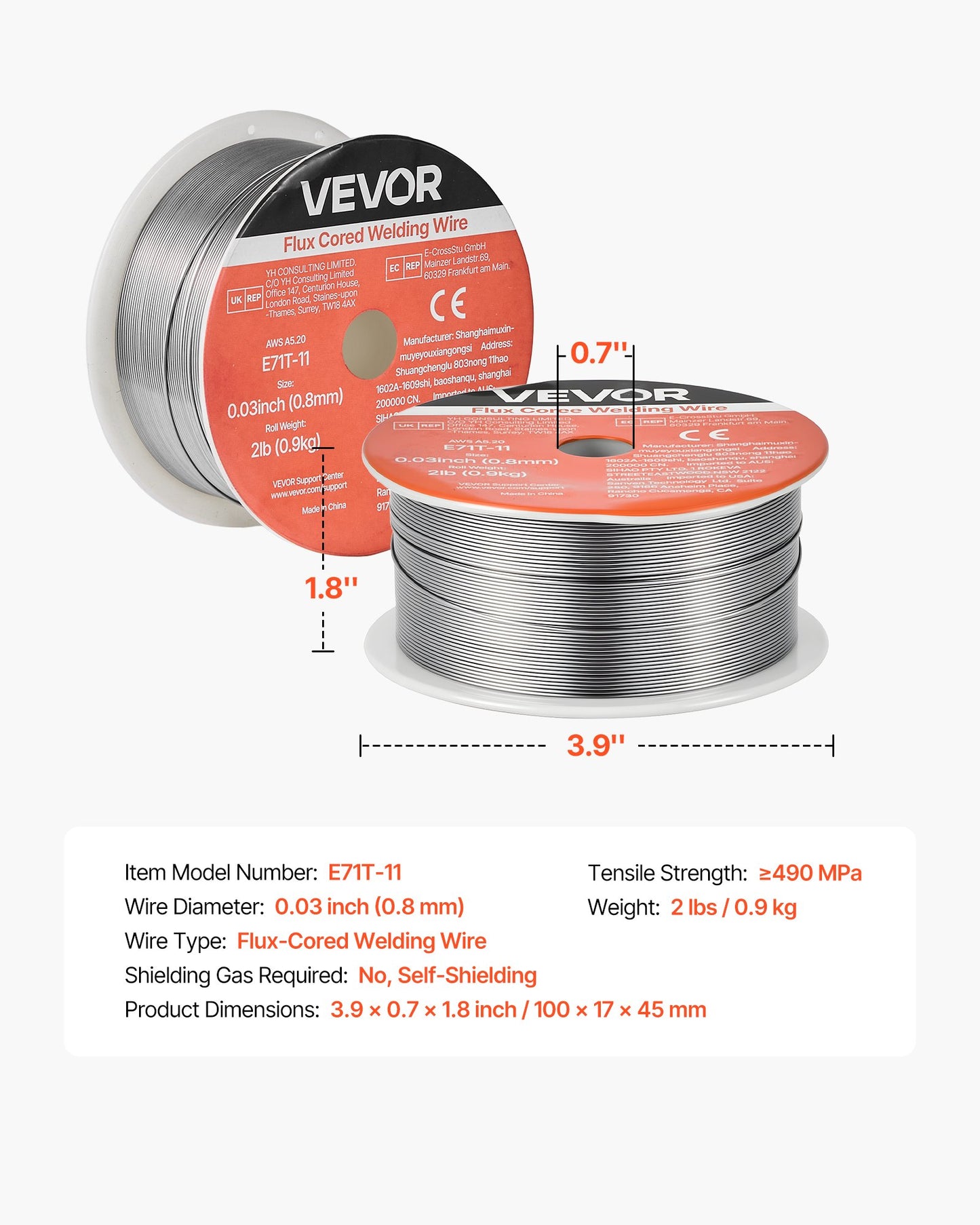 Flux Core MIG Welding Wire E71T-11 0.03-inch 2 lbs Gasless Steel