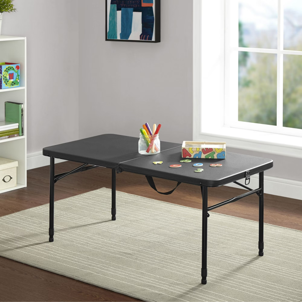 40-Inch Adjustable Height Folding Table - Rich Black